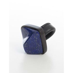 MONIES Statement Ring with Lapis Lazuli Gemstone and Leather Band Women BLUE
